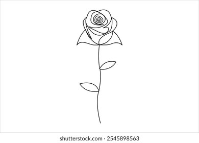 Dibujo continuo de una línea de flor de rosa con diseño de Vector de día de San Valentín