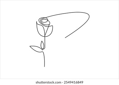 
Rose flower continuous one line drawing and simple isolated outline vector design