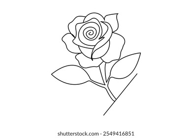 
Rose flower continuous one line drawing and simple isolated outline vector design