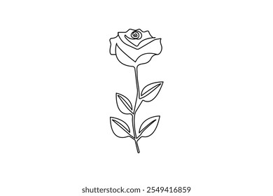 
Flor de rosa desenho contínuo de uma linha e design de vetor de contorno isolado simples