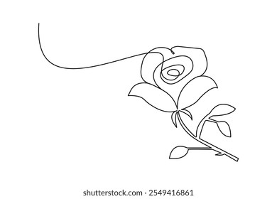 
Rose flower continuous one line drawing and simple isolated outline vector design