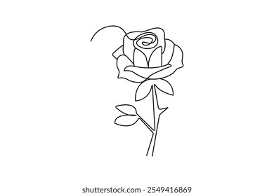 
Flor de rosa desenho contínuo de uma linha e design de vetor de contorno isolado simples
