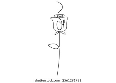 Rose flower continuous one line drawing of rose flower isolated outline vector illustration minimalist design
