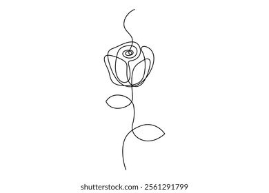 Rose flower continuous one line drawing of rose flower isolated outline vector illustration minimalist design

