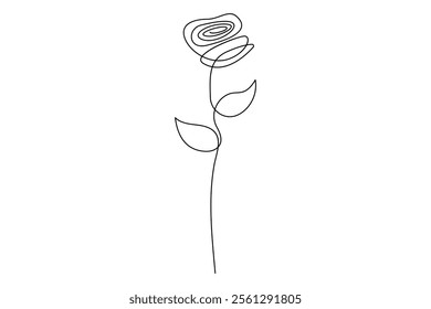 Rose flower continuous one line drawing of rose flower isolated outline vector illustration minimalist design
