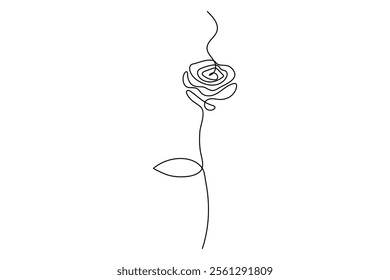 Rose flower continuous one line drawing of rose flower isolated outline vector illustration minimalist design
