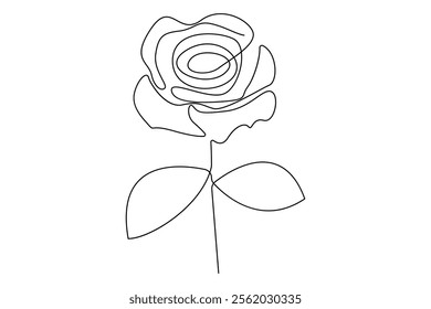 Rose flower continuous one line drawing of rose flower isolated outline vector illustration minimalist design

