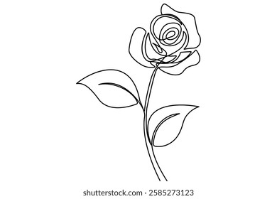 Rose flower continuous one line drawing of rose flower isolated outline vector illustration minimalist design
