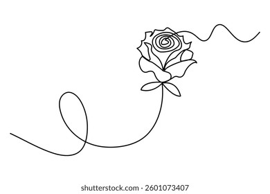 
Rose flower continuous one line art drawing of concept doodle icon outline vector design