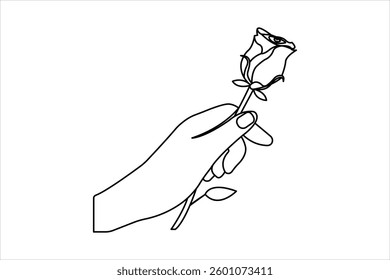 
Rose flower continuous one line art drawing of concept doodle icon outline vector design