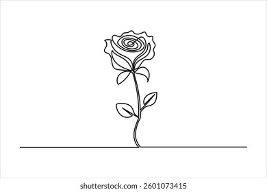 
Rose flower continuous one line art drawing of concept doodle icon outline vector design