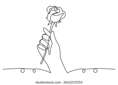 Rose Blume kontinuierliche einzeilige Kunst für Hochzeit oder Grußkarten