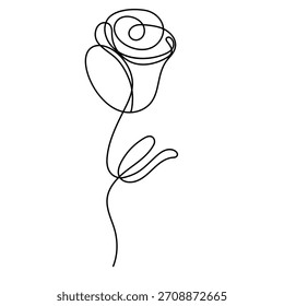 Dibujo continuo de una línea de flor de rosa en estilo de contorno minimalista sobre fondo blanco Ilustración vectorial
