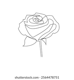 Rose flower continuous single line art drawing of concept doodle style outline vector icon