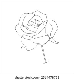 Rose flower continuous single line art drawing of concept doodle style outline vector icon