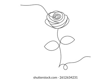 Rose Flower Continuous Single Line Drawing  Elegant Vector Art Illustration