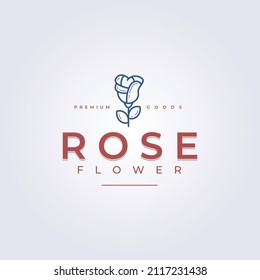 rose flower cozy beautiful logo, vintage line rose logo vector illustration design