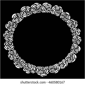 Rose flower cute frame. Beautiful wedding invitation. simple doodle card. Vector illustration.