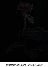 Imagen vectorial oscuro de flor rosa