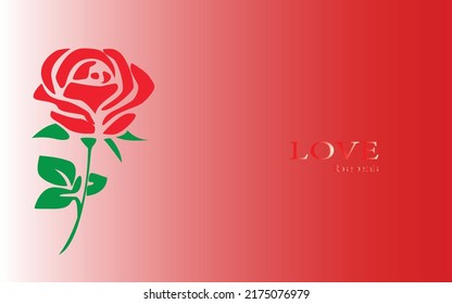 Rose Flower Design In Adobe Illustrator, Love Petals, Isolated On A Red And White Gradient Background, Vector Illustration