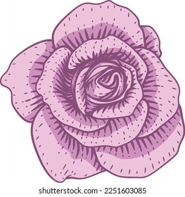 Une fleur de rose dans un style rétro vintage en bois