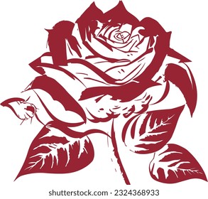 Rose Blume Zeichnung zum Aufkleber oder als Plakat, Karte, Flyer oder T-Shirt