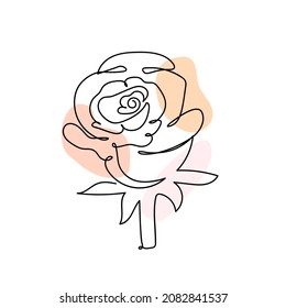 Flor de rosa dibujada por línea continua. Ilustración del contorno del vector