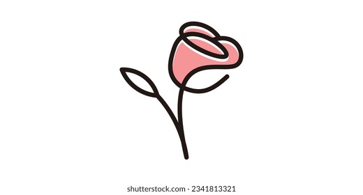 rose flower element logo design made in line and minimalist style
