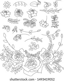 Rose Flower Elements Strawberry Wreath 