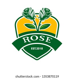 Rose Flower Emblem Logo