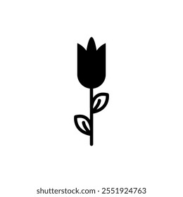 Icono relleno de flores de rosa, ilustración de estilo de moda simple negra plana de Vector para Web y App.. eps