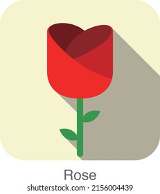 Rose Flower Flat Icon Design  Vector Illustration