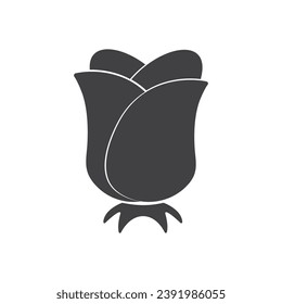 Rose flower flat icon vector illustration isolated on white background. Flower nature symbol
