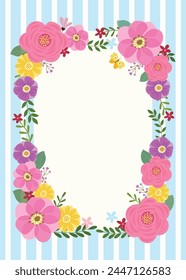 Rose and Flower Floral Frame Border Background - Hand-drawn Vector Illustration for Invitation, Greeting Cards, and Poster