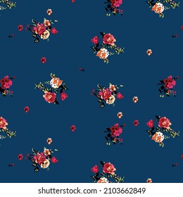 rose flower floral pattern small flowers textile leaf summer retro