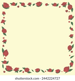 Rose flower frame border illustration