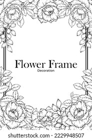 rose flower frame border line art