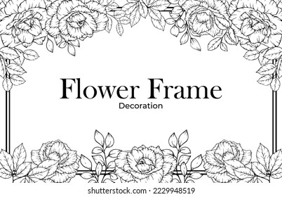 rose flower frame border line art