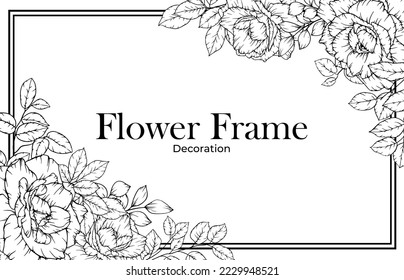 rose flower frame border line art