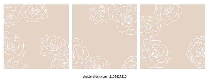 Rose flower frame for wedding invitations or card  floral background , greenery garland for Valentines day card, wedding invitations, hand drawn vector ilustration for social media