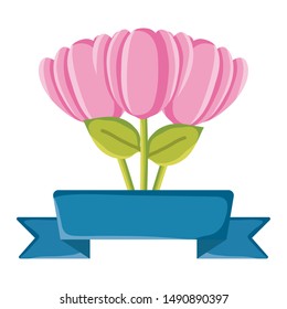 rose flower garden with ribbon frame