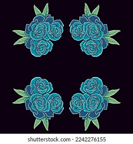 Rose flower glowing vector illustration 