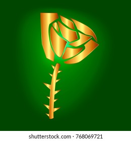 Rose flower. Gold on green. Version of the coat of arms Tyrell