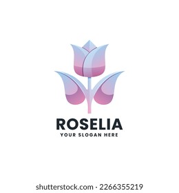 Rose Flower Gradient Logo Vector Icon Illustration