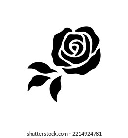 Rose flower, hand drawn vector silhouette illustration