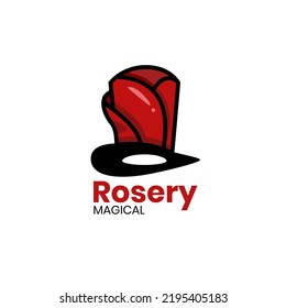 Rose Flower And Hat Logo Identity. Flower and Hat Simple With Flat Monogram logo identity