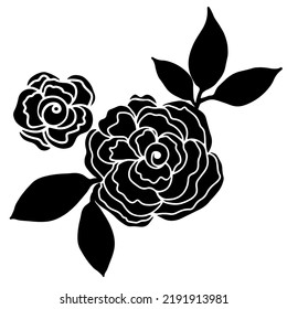 Rose Flower Head Silhouette Floral Botanical Stock Vector (Royalty Free ...