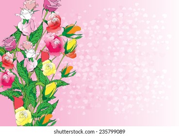 Rose flower heart background,Spring background for the design of flowers. Vector illustration,Template frame design for card. Vintage Lace Doily