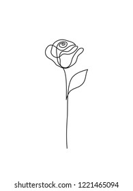 Rose flower icon. Continuous one line drawing.