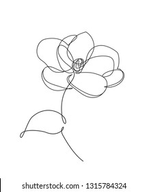 Rose flower icon  Continuous one line drawing 